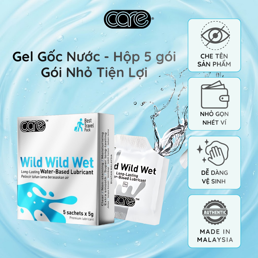 Gel Bôi Trơn Gốc Nước CARE LATEX  Gel Bôi Trơn Quan Hệ, Gel Dạng Gói . Hộp 5 gói mỗi gói 5ml