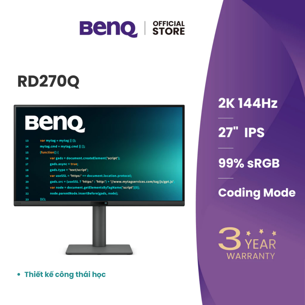 BenQ RD270Q_ Màn hình lập trình IPS 27", độ phân giải 2K, tần số quét 144Hz, Coding Mode bảo vệ mắt