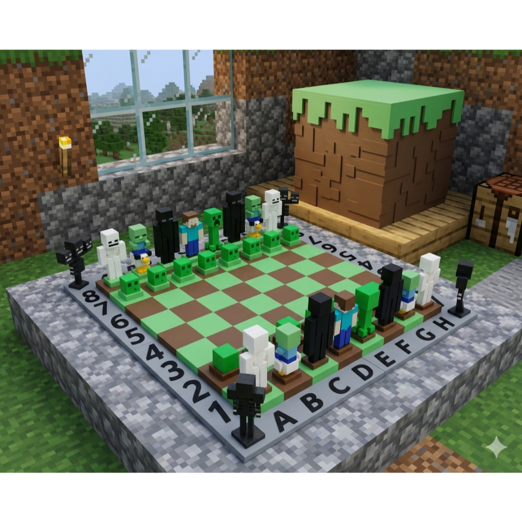 Cờ Vua Minecrafts , Quà Tặng Dộc Lạ, Minecrafts Chess Set