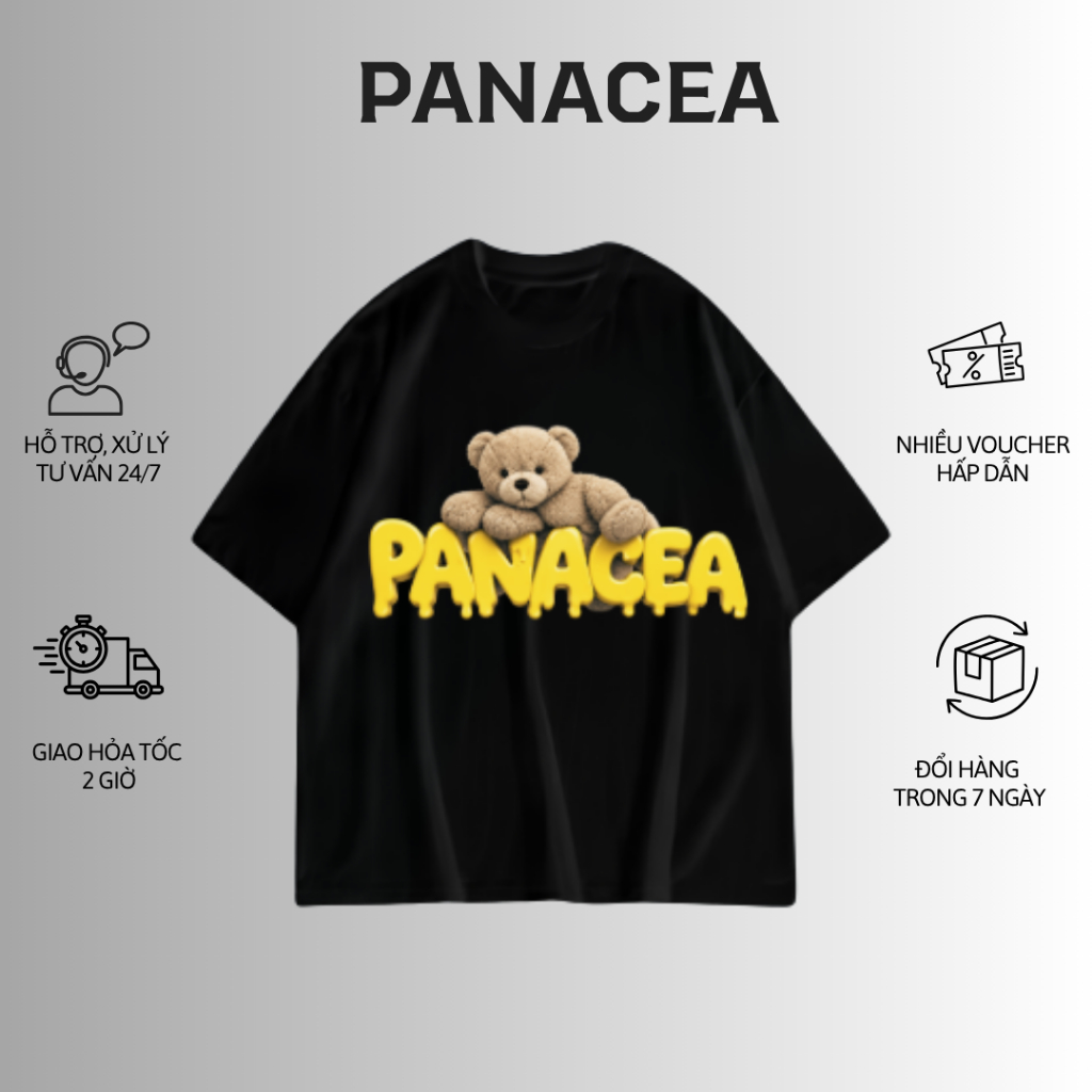 Áo Thun PANACEA Teddy Vàng Cotton 260GSM Oversize