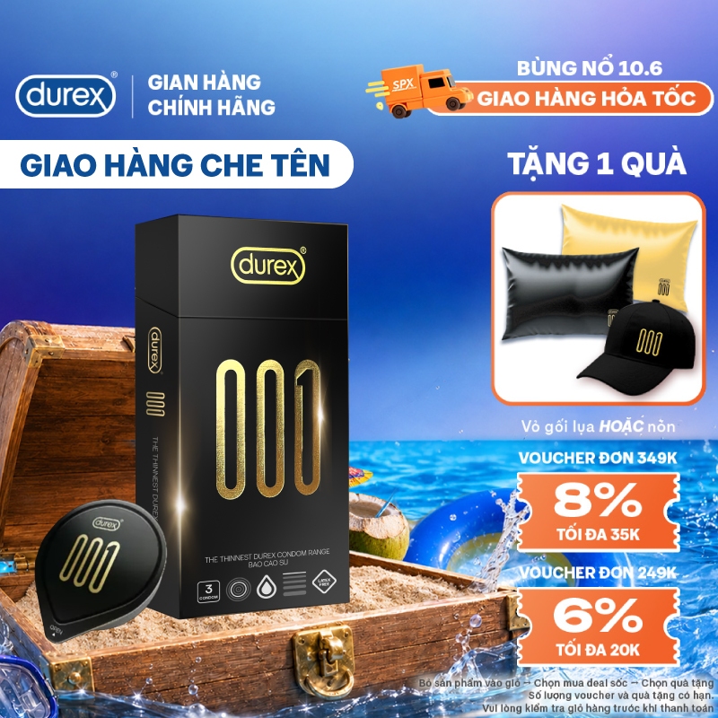 Bao Cao Su Durex 001 Siêu Mỏng, Hộp 3 Bao, Mới Ra Mắt
