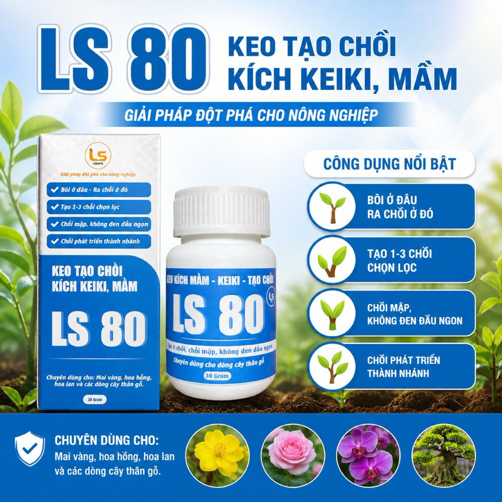 LS80 Kích Mầm Keiki Tạo Chồi Mới Cho Lan, Mai, Cây Kiểng Bonsai Hũ 30g