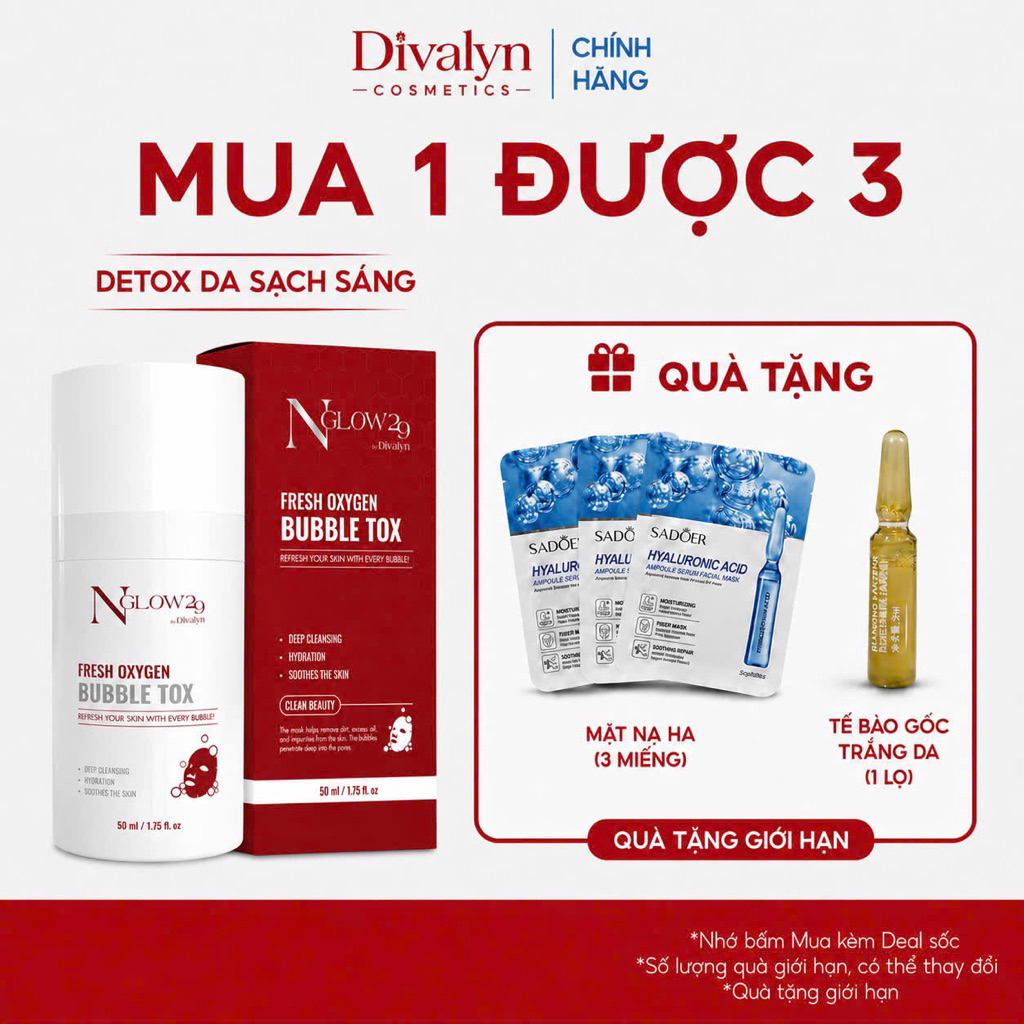 [ HÀNG CHÍNH HÃNG ] MASK FRESH OXYGEN DETOX NGLOW29 - Thanh Lọc Da Mụn Thâm Nám, Giúp Da Sạch Khoẻ S