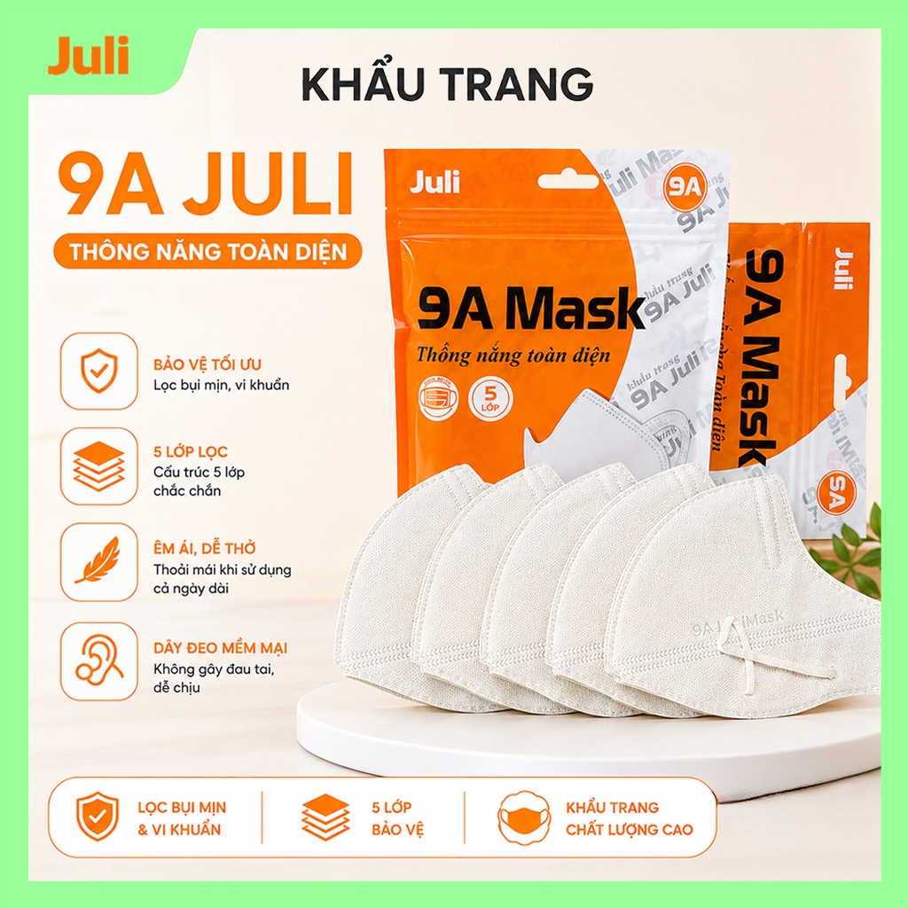 [SET 100 CÁI] Khẩu Trang 9A July Mask 5 Lớp Cho Mặt To, Kháng Khuẩn Chính Hãng