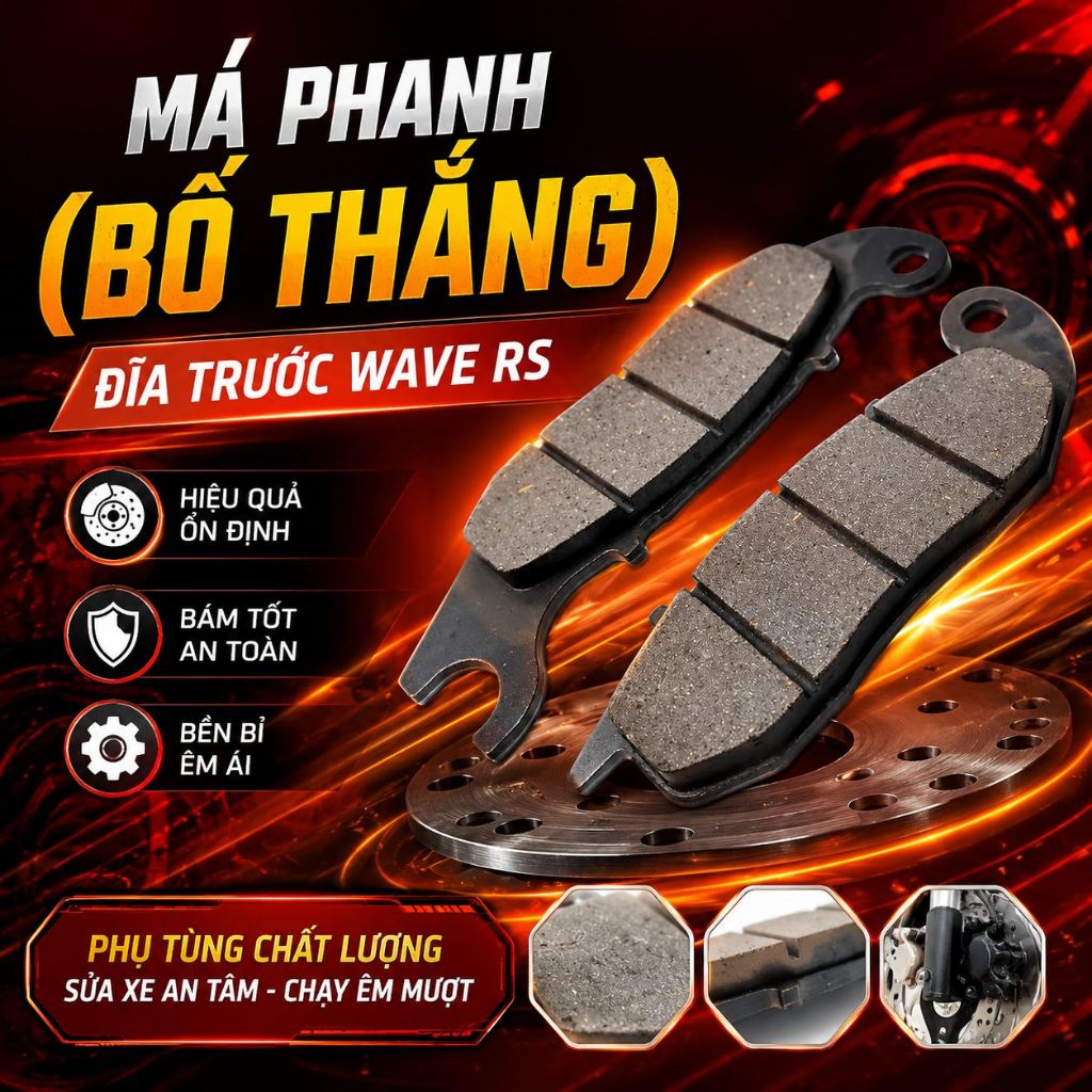 Má Phanh (Bố Thắng) Đĩa Trước Wave RS | Phanh Êm – Bám Tốt – Ít Mòn – An Toàn Khi Di Chuyển