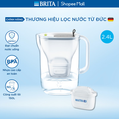 Bình lọc nước BRITA Style 2.4L (có sẵn 1 lõi lọc Maxtra Plus) - KHÔNG HỘP