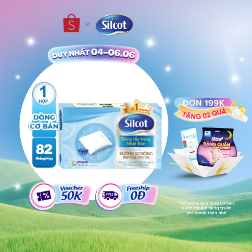 Bông trang điểm (bông tẩy trang) Silcot 82 miếng/hộp
