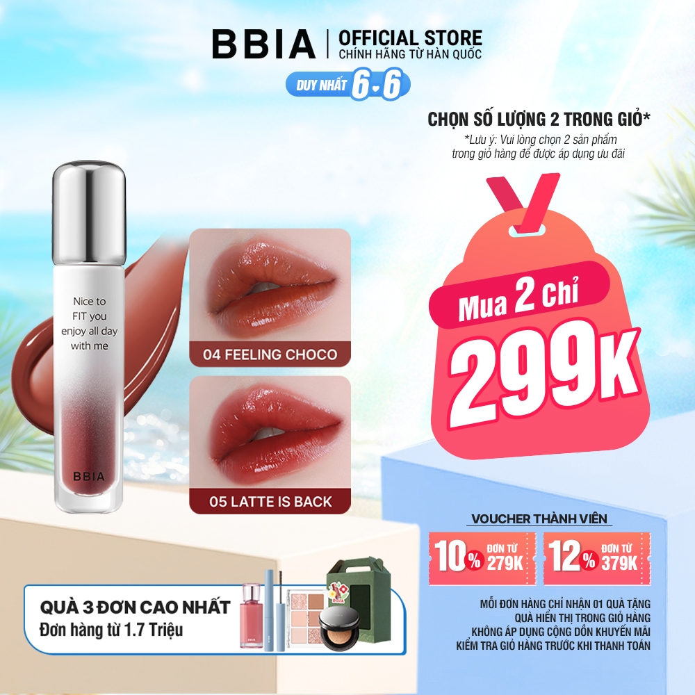 [MUA 2 GIÁ 299K] Son tint bóng lâu trôi, bền màu BBIA Water Fit Tint 4g | BigBuy360 - bigbuy360.vn