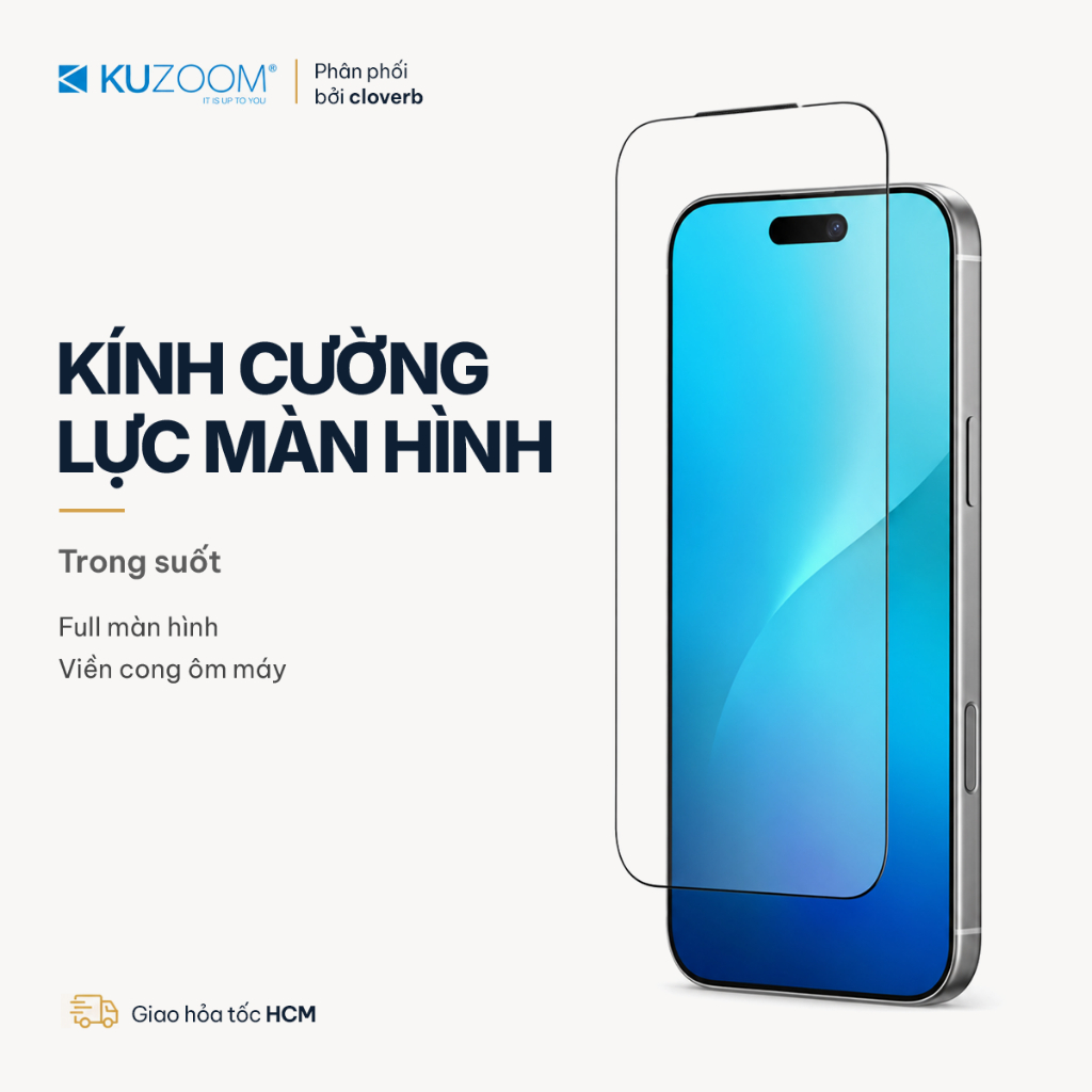 Kính Cường Lực iPhone 17 Pro Max Kuzoom 3D Full Màn Trong Suốt