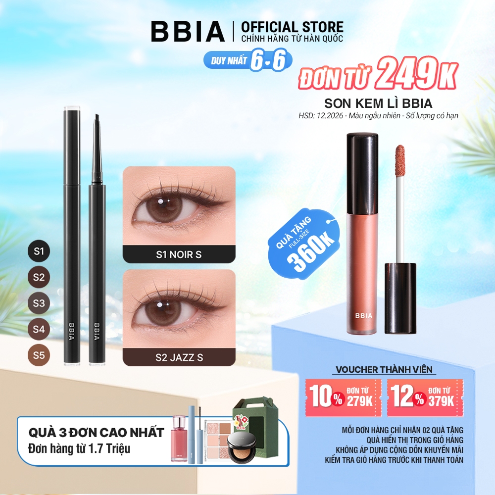 Chì Kẻ Mắt Bbia Last Auto Gel Eyeliner Slim (5 màu) 0.1g Bbia Official Store
