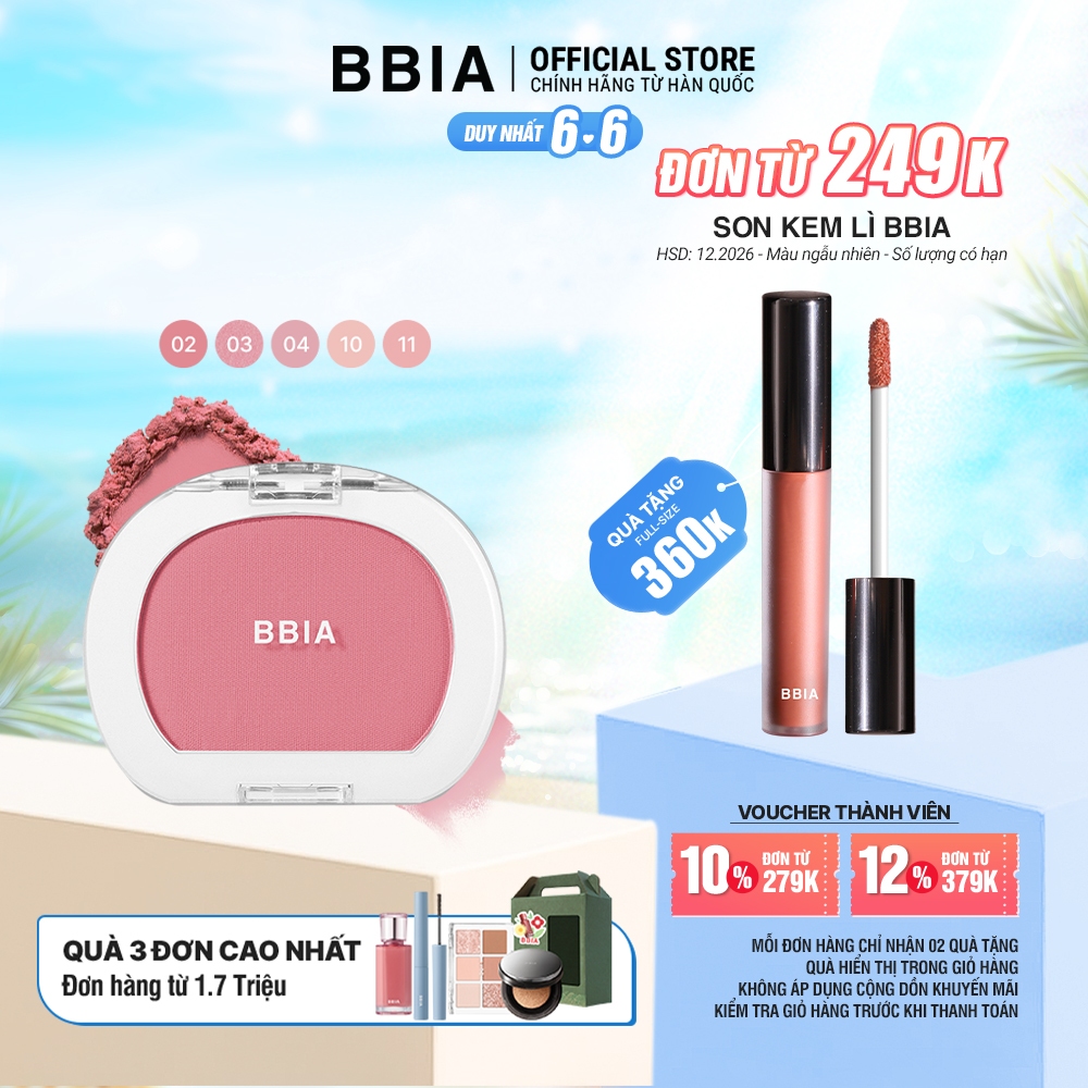 Phấn má hồng mịn lì, đa năng BBIA Last Blush 4g