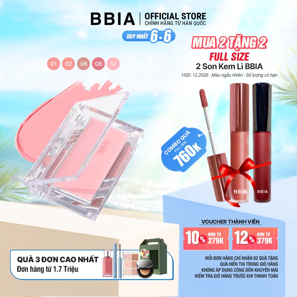 Má hồng kem mỏng nhẹ, bền màu BBIA Ready To Wear Downy Cheek 3.5g | BigBuy360 - bigbuy360.vn