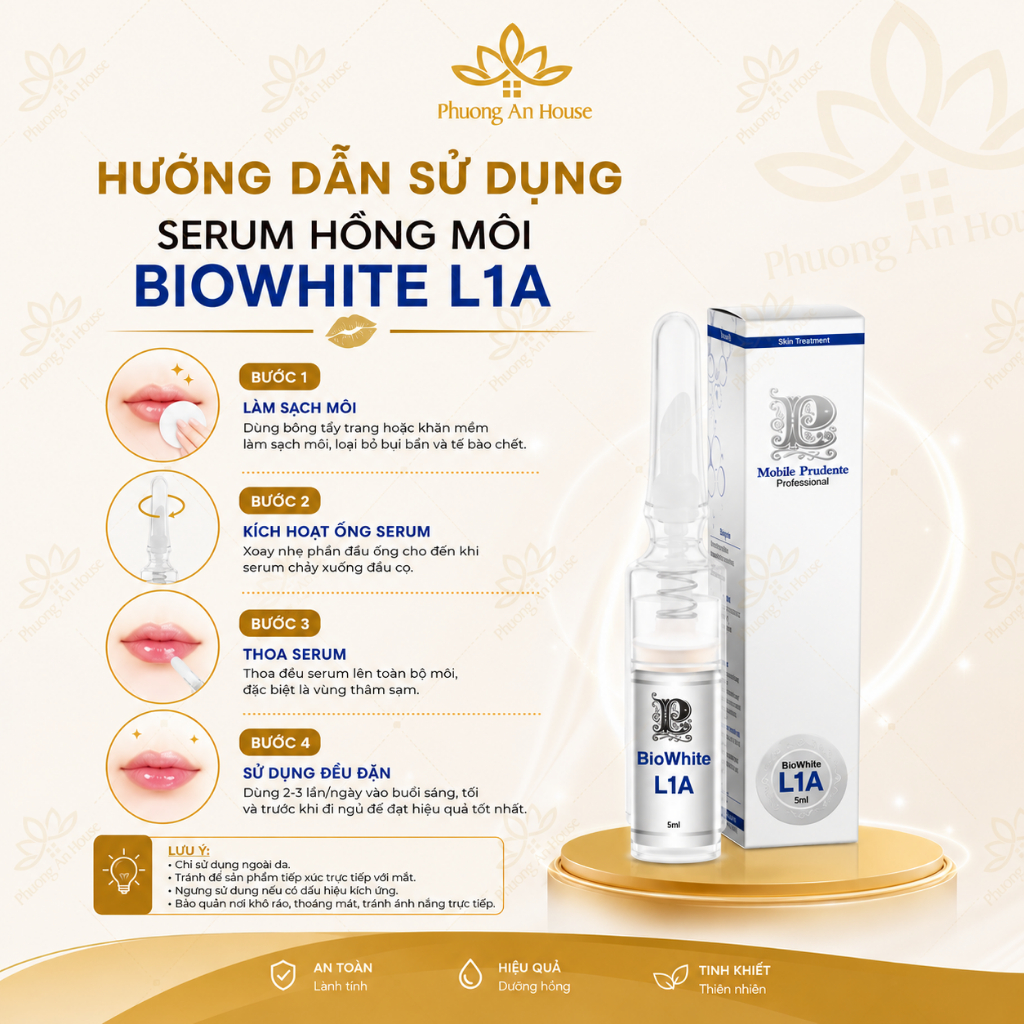 Kem làm hồng môi Mibiti Prudente NuWhite L1A 5ml
