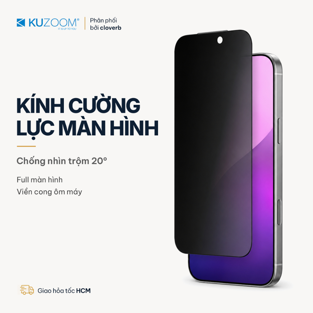 Kính Cường Lực Chống Nhìn Trộm KUZOOM cho iPhone 17 Pro Max Full Màn