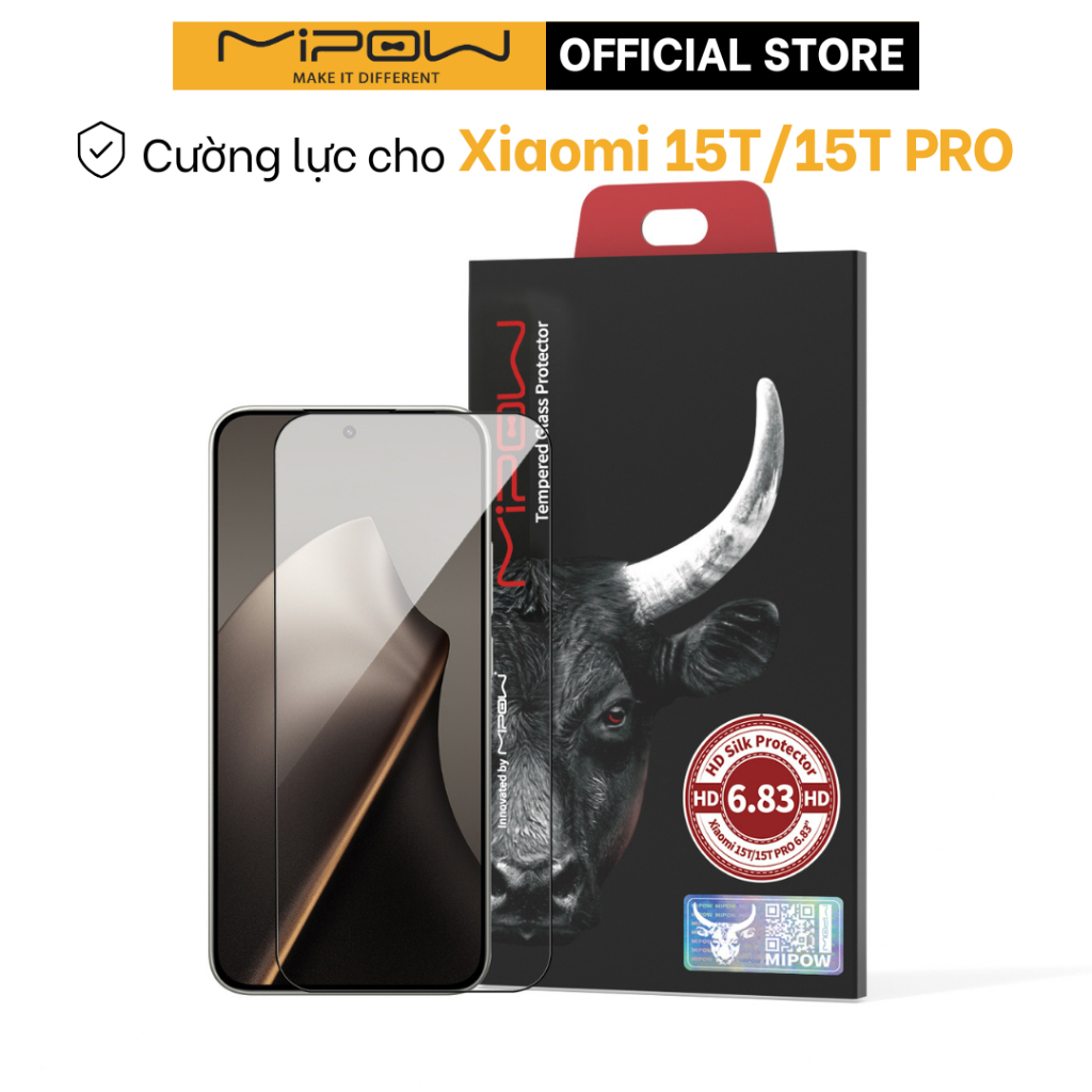 Kính cường lực trong suốt Mipow HD Silk Protector cho Xiaomi 15T/15T PRO