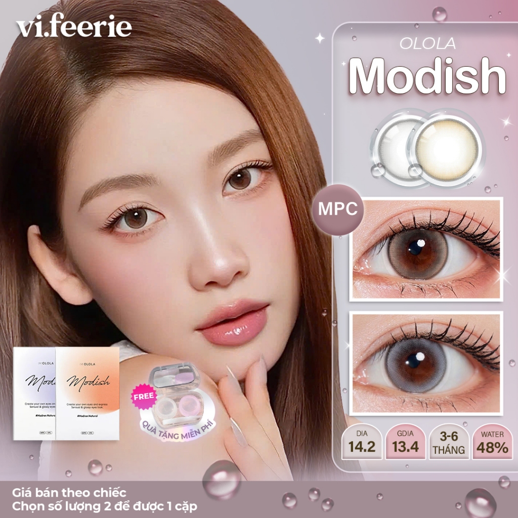 (OLOLA) Kính áp tròng (lens) highlight trong veo tự nhiên 6 tháng MODISH BROWN/ GRAY - VF Lens