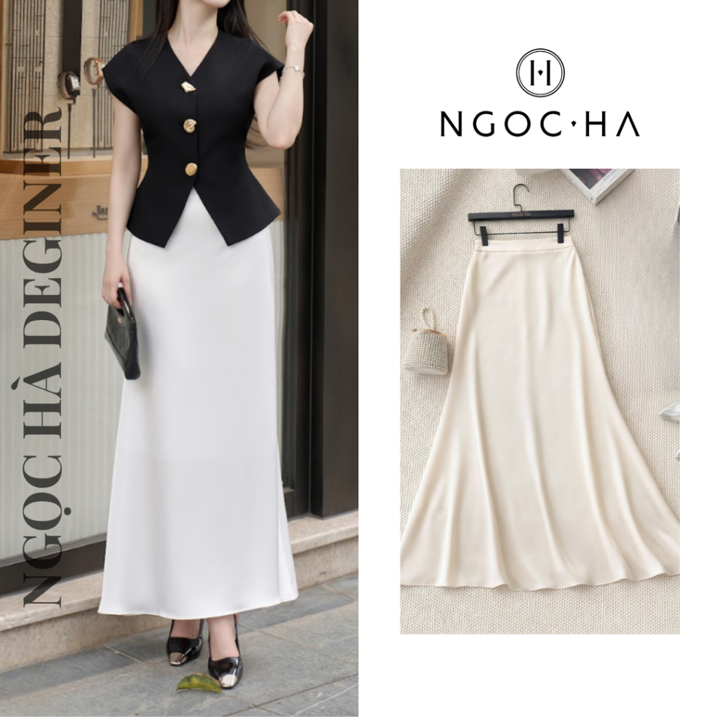 Chân Váy Lụa Đuôi Cá ViKa Skirt Chân Váy Đuôi Cá Lụa Dáng Dài NGOC HA Design Cv134