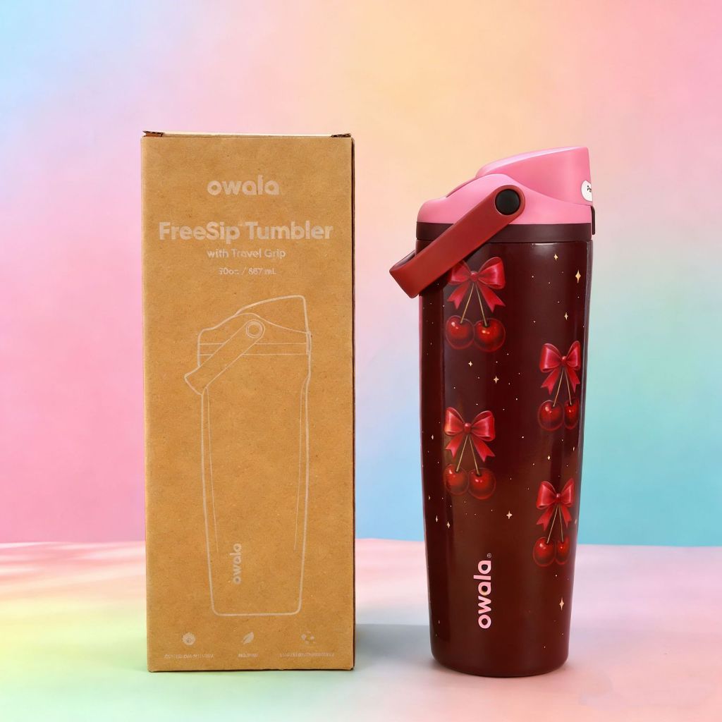 Owala FreeSip Sway 30oz Stainless Steel Tumbler Keeps Cold for Hours Large Sport Water Bottle with S