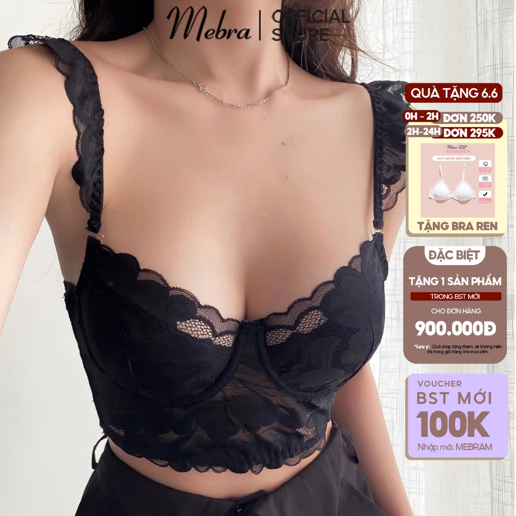 CORSET REN - REMY - Áo Corset Ren Mebra có gọng đen thiết kế VN chuẩn form sexy sang trọng vai cánh tiên Mebra | BigBuy360 - bigbuy360.vn