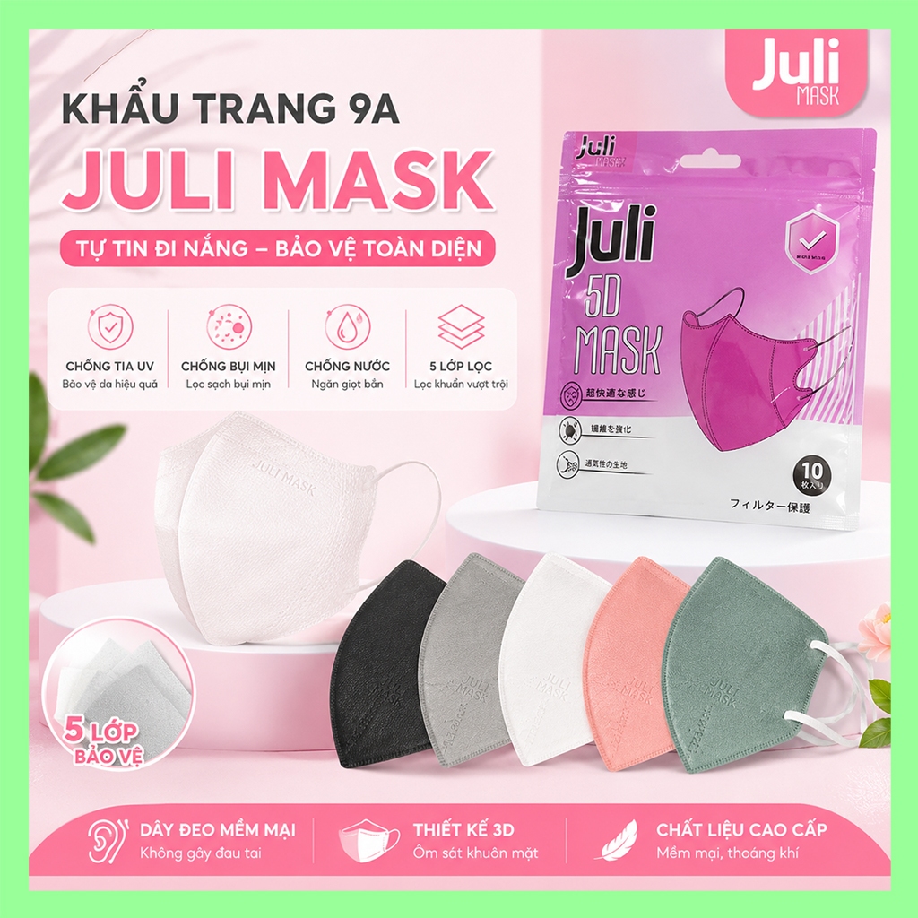[SET 200 CÁI] Khẩu Trang 9A July Mask Chính Hãng, Form Mặt To, 5 Lớp Kháng Khuẩn