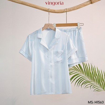 Pijama mặc nhà đồ ngủ nữ lụa VINGO/VINGORIA tay cộc xuân hè Alise H1563