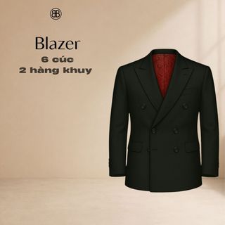 Áo Blazer 6 Cúc Nam Cao Cấp BBOW , Thiết Kế Ve Nhọn Sang Trọng,may kĩ ,Vải Chéo Đứng Form, Lót Gấm