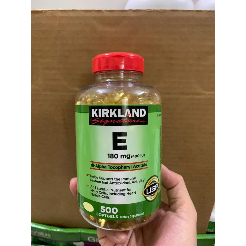Date năm 2029 - [Hàng Mỹ] VITAMIN E 180MG (400 IU) KIRKLAND chai 500 VIÊN từ mỹ Mẫu mới