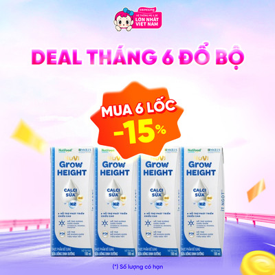 Sữa Bột Pha Sẵn NUVI GROW HEIGHT ít đường 180ML (lốc 4 hộp)