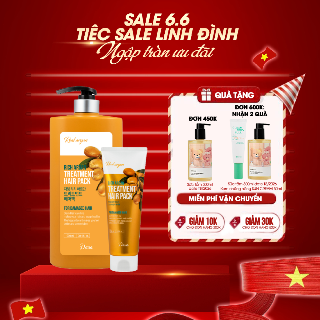 Kem ủ tóc ARGAN phục hồi và giảm rụng tóc - DAIM RICH ARGAN TREATMENT HAIR PACK