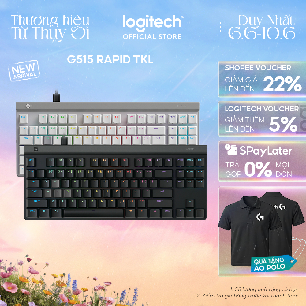 Bàn phím Gaming có dây Logitech G515 RAPID TKL - Switch Analog dạng low-profile, Rapid Trigger