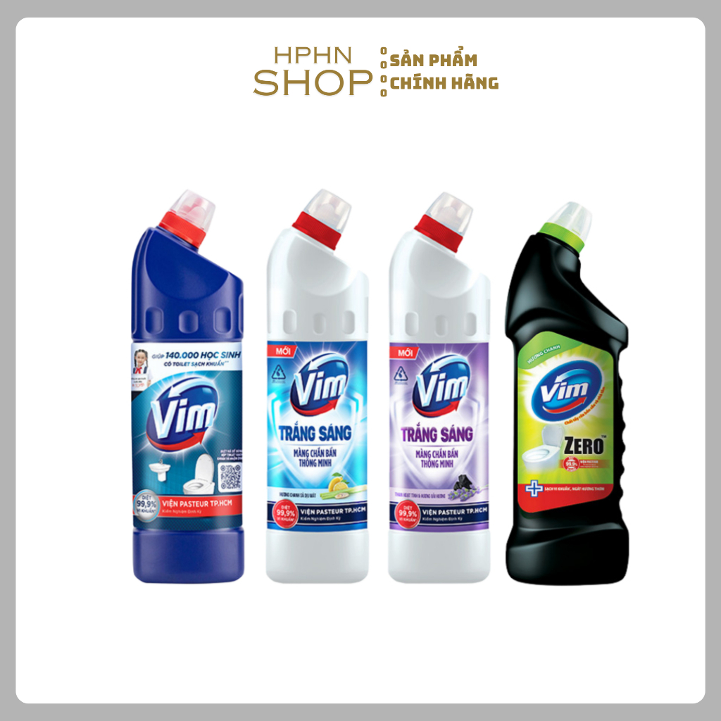 Combo 3 Chai Nước(Gel) Tẩy Bồn Cầu Nhà Tắm Vim Diệt Khuẩn, Vim Trắng Sáng Vim Zero 880ML,870ML,750ML