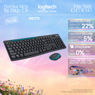 Combo chuột phím không dây Logitech MK275 - Phím media & viền chuột nổi bật, 1 đầu USB