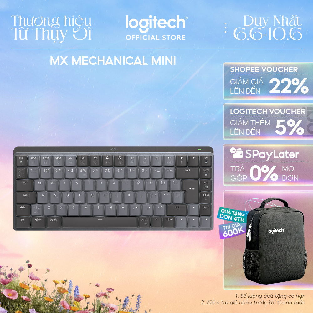 Bàn phím cơ không dây Logitech MX Mechanical Mini  – Tactile, chiếu sáng nền, sạc USB-C