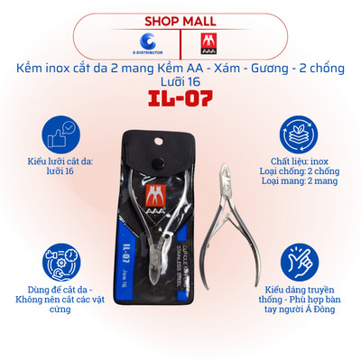 [HỎA TỐC] Kềm inox cắt da 2 mang xám gương 2 chống Kềm AAA IL-07 - Lưỡi 16 - Hàng chính hãng