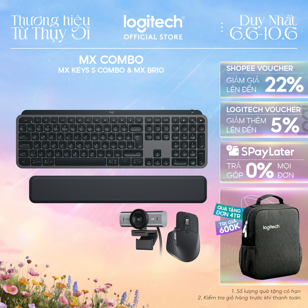 Combo Chuột & Bàn Phím Bluetooth Logitech MX Keys S Combo | Webcam Logitech MX BRIO Ultra HD 4K
