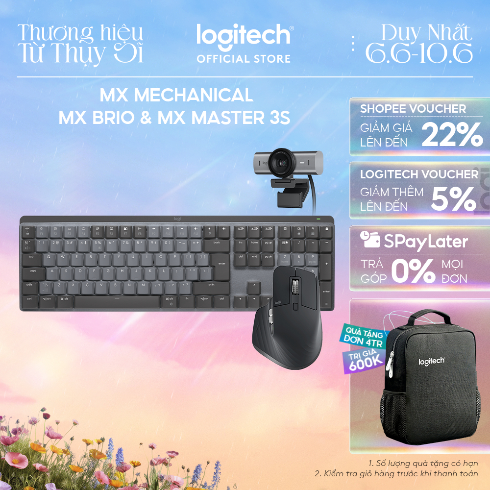 Combo Bàn phím Logitech MX Mechanical | Chuột Logitech MX Master 3s | Webcam Logitech MX Brio