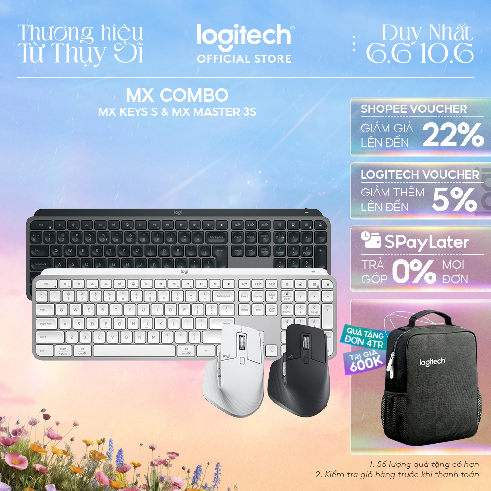 Combo Bàn phím không dây Bluetooth Logitech MX Keys S và Chuột không dây MX Master 3s