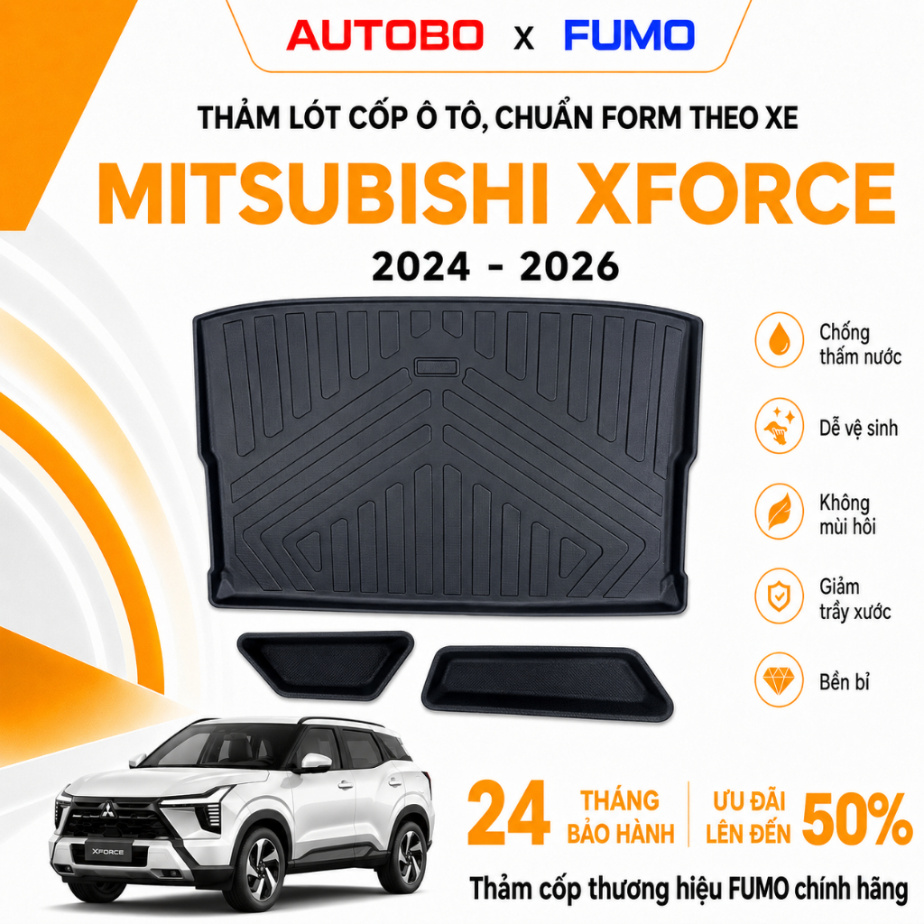 Thảm lót CỐP MITSUBISHI XFORCE (2024 -2026) , CHỐNG NƯỚC, ĐÀN HỒI, UY TÍN