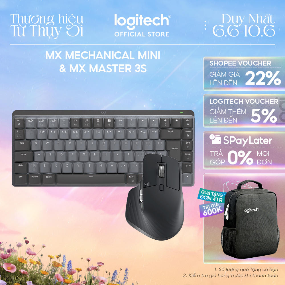 Combo Bàn phím Logitech MX Mechanical Mini và Chuột Logitech MX Master 3S - sạc USB-C, mac OS | Win