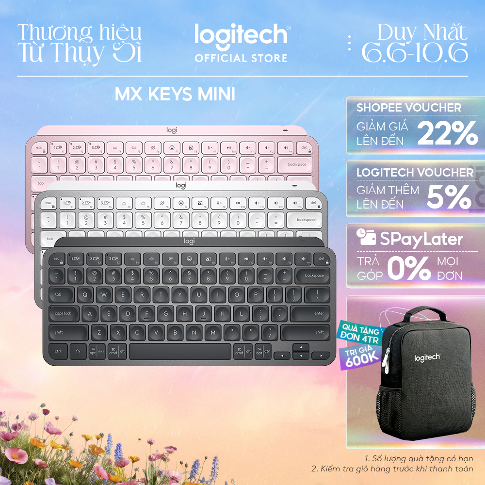 Bàn phím không dây Bluetooth Logitech MX Keys Mini - Nhỏ gọn, Phím tắt thông minh