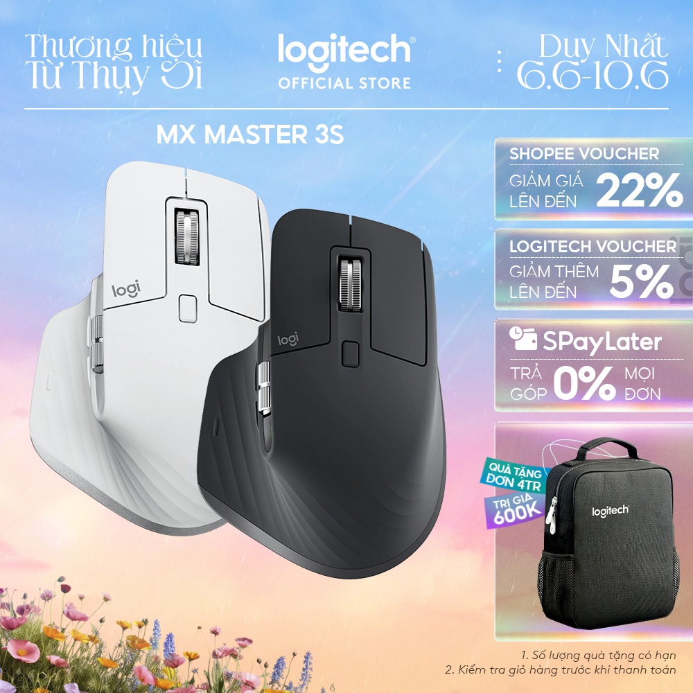 Chuột không dây Bluetooth Logitech MX Master 3s – Yên tĩnh, 8K DPI, Cuộn siêu nhanh, sạc USB-C