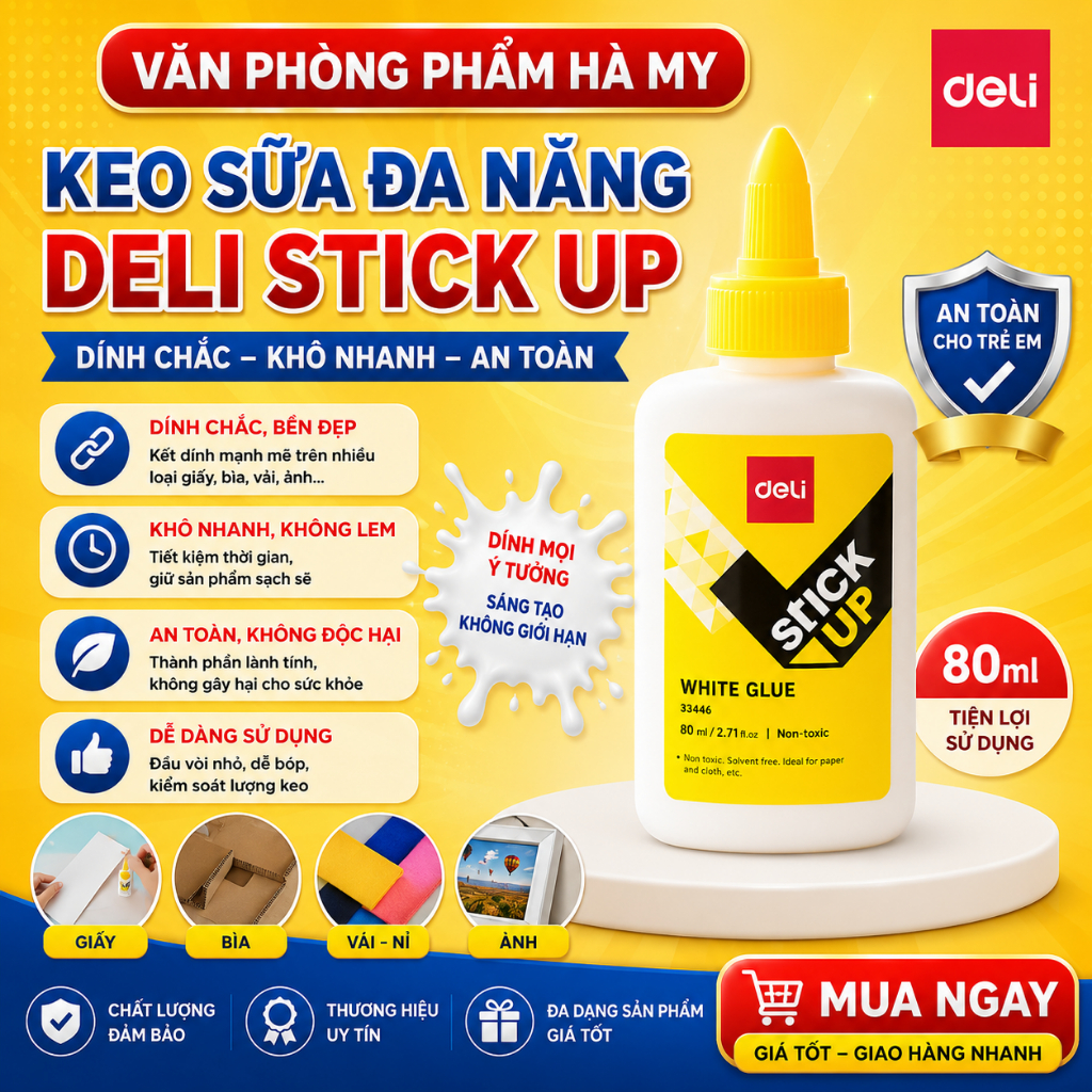 Combo 5 Chai Keo Sữa Đa Năng Deli 40m/80ml Chai Lớn bền chắc, dễ sử dụng