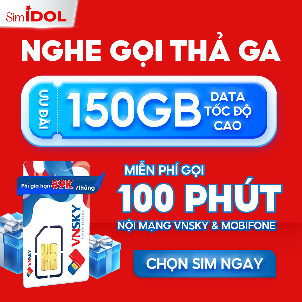 Sim VNSKY - Sóng 5G MOBIFONE - Gói 5G89 - 5GB/Ngày (150GB/Tháng) - Tặng Tháng Đầu + 100 Phút Gọi Nội