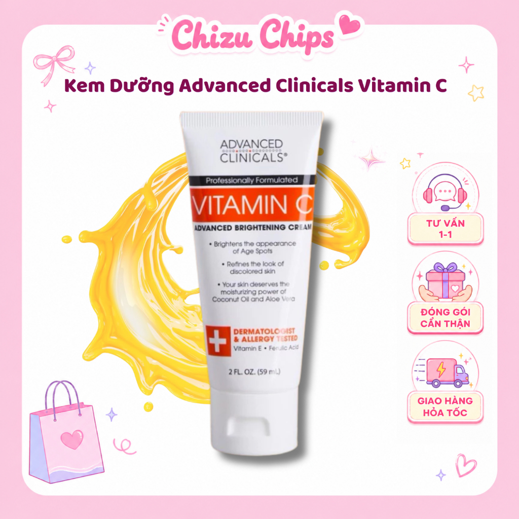 Kem Dưỡng Thể Hỗ Trợ Làm Sáng Da Toàn Thân Advanced Clinicals Vitamin C Advanced Brightening