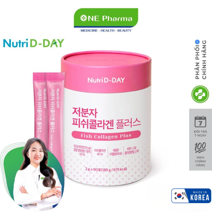 Collagen Thủy Phân Nutri D-Day Small Molecule Fish Collagen Plus - 90 Gói
