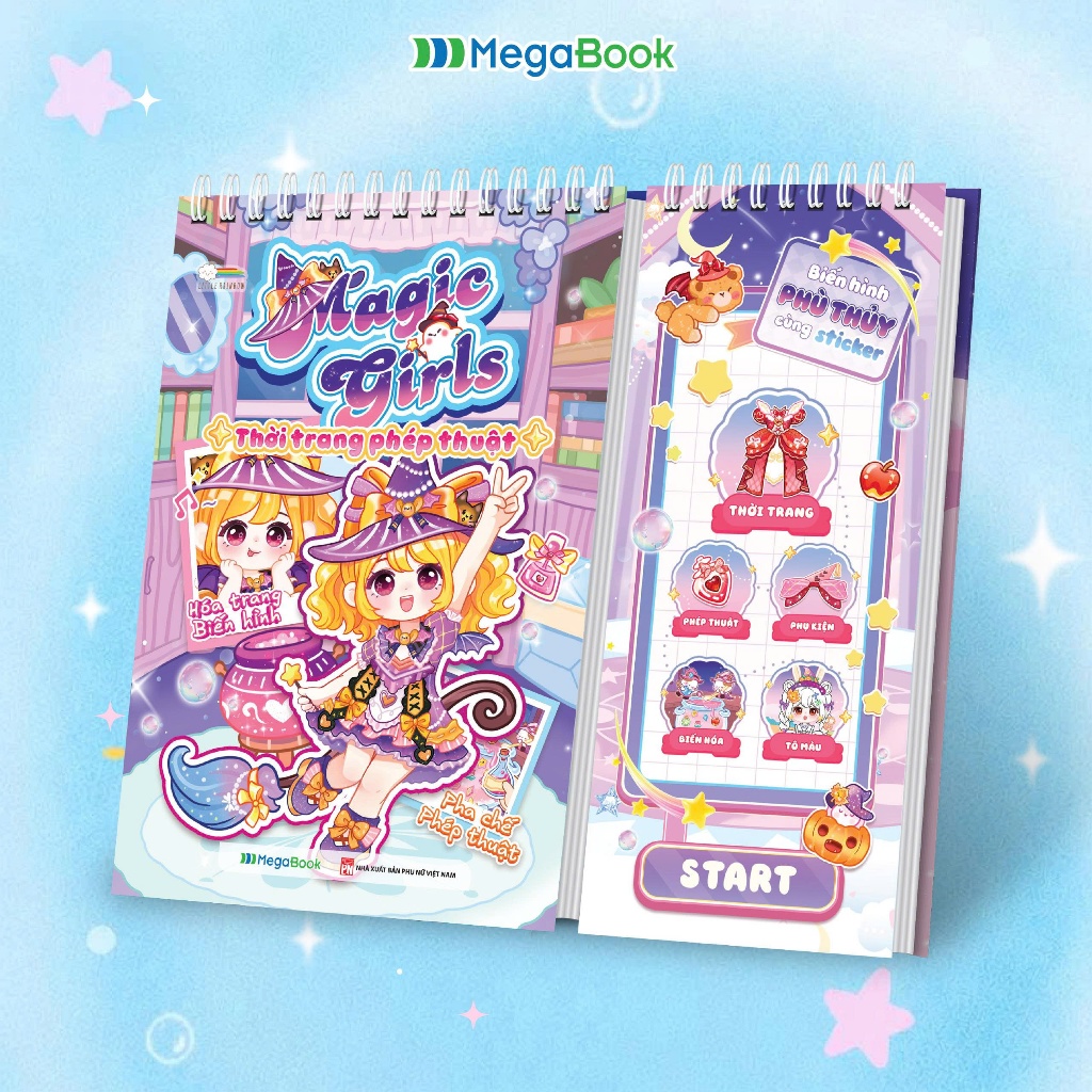 Sách - Magic Girls - Thời trang phép thuật (Tô màu và bóc dán hơn 160+ sticker sáng tạo cho bé gái)