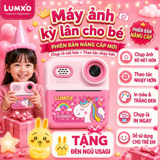 Máy ảnh nhiệt in liền cho bé LUMXO 12MP chụp là in, không cần mực, pin 1200mAh dùng 4h, tặng đèn ngủ！