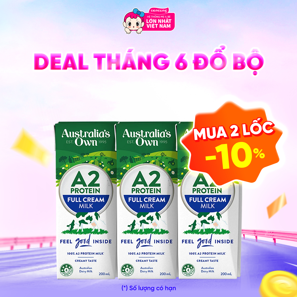 Sữa tươi tiệt trùng nguyên kem Australia's Own A2 Lốc 3x200ml