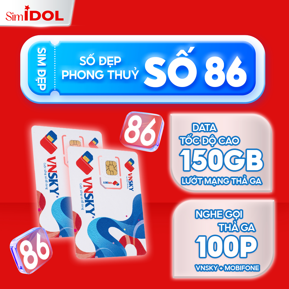 Sim VNSKY - Sóng 5G MOBIFONE Gói 5G89 - Đuôi 86 Phát Lộc - 5GB/Ngày Tặng Tháng Đầu - Gọi 100 Phút