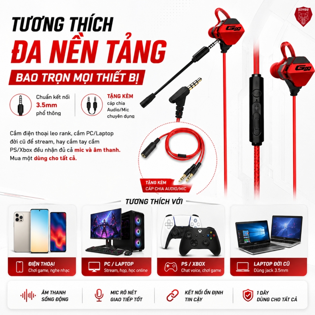 Tai Nghe Có Dây Chống Ồn Cao Cấp ZIYOU G10 Gaming Có Mic Rời Tiện Lợi Dùng Cho PC Laptop, Điện Thoại | BigBuy360 - bigbuy360.vn